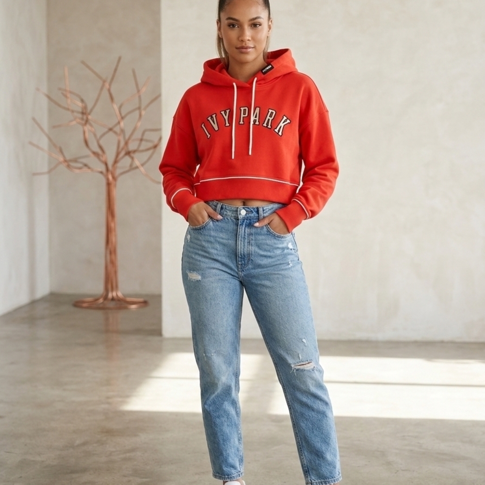 IVY PARK Orange Cropped Logo Hoodie